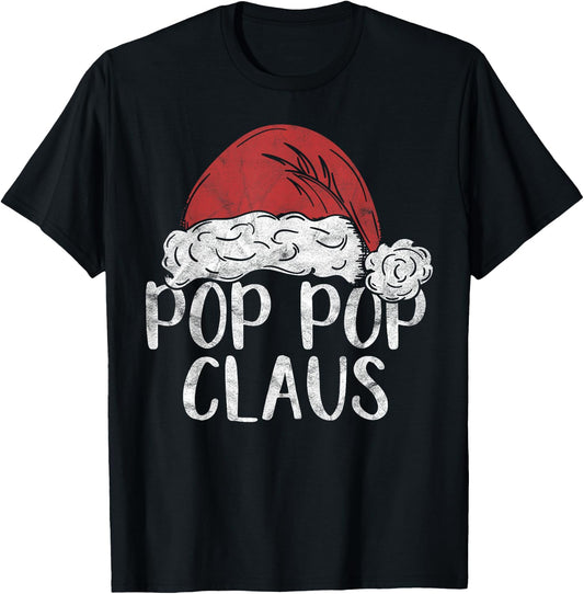 Pop Pop Claus Christmas Costume Gift Santa Matching Family T-Shirt - T-Shirt | Black