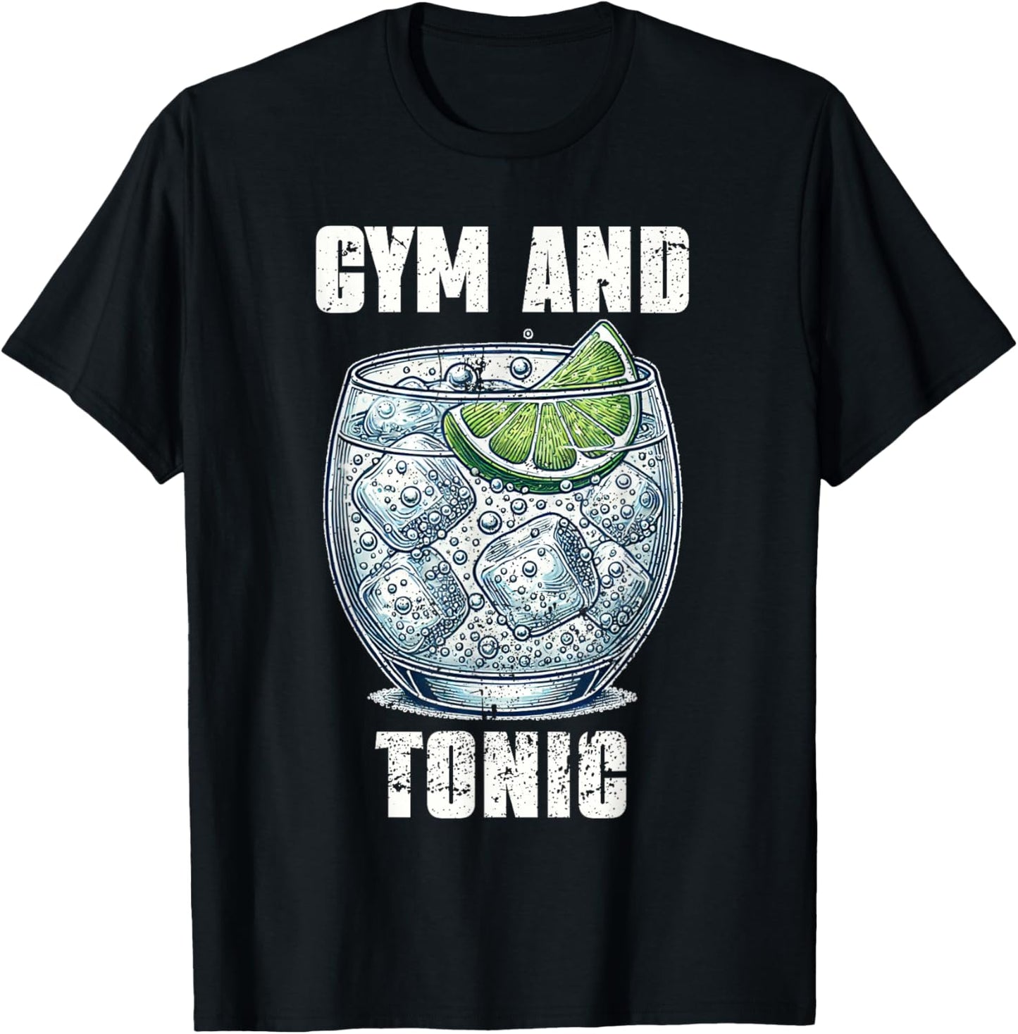 Funny Workout Pun Gym And Tonic Humor Exercise Fitness T-Shirt - T-Shirt | Black