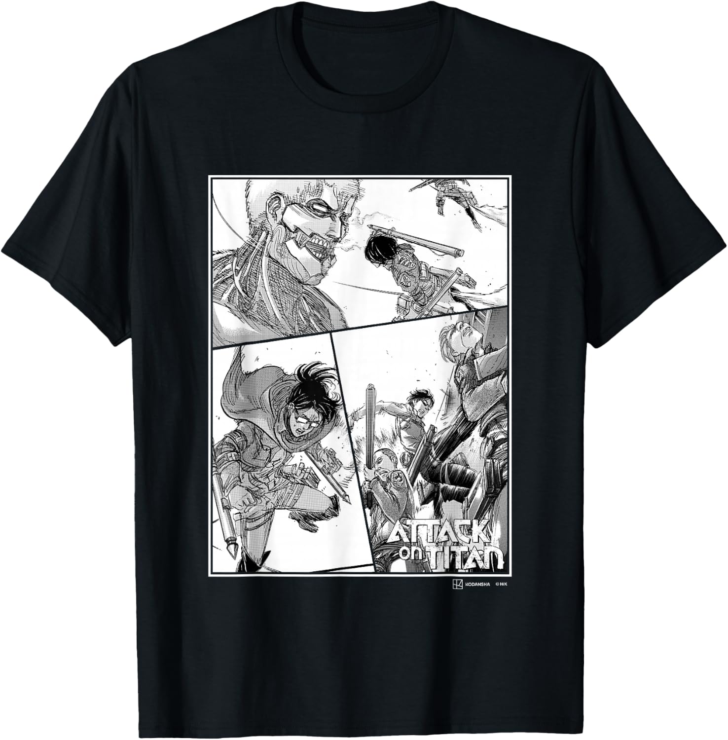 Attack on Titan Survey Corps VS Armored Titan Manga Panels T-Shirt - T-Shirt | Black