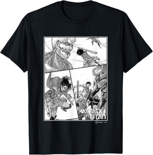 Attack on Titan Survey Corps VS Armored Titan Manga Panels T-Shirt - T-Shirt | Black