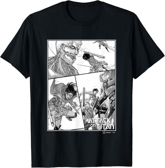 Attack on Titan Survey Corps VS Armored Titan Manga Panels T-Shirt - T-Shirt | Black