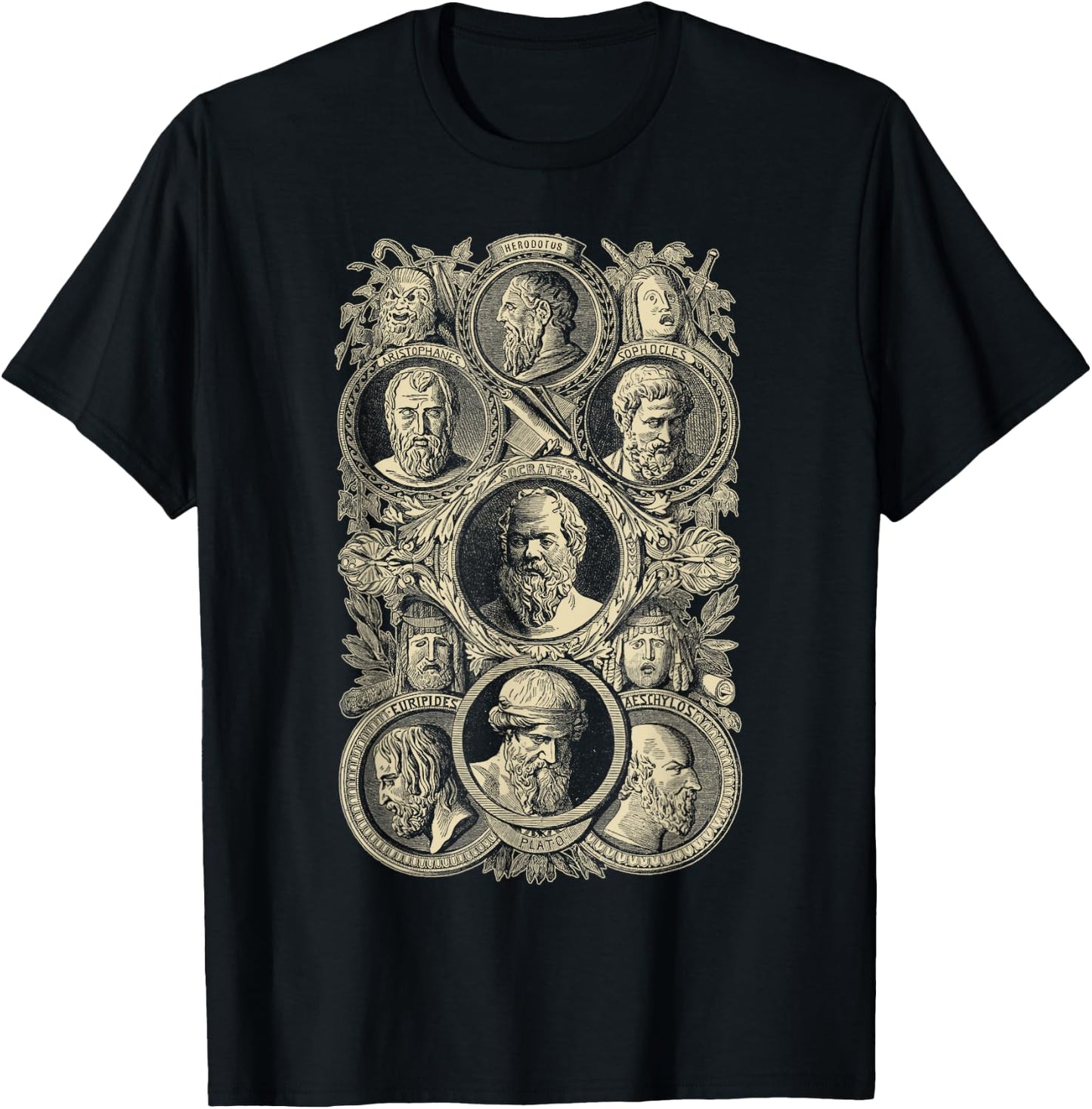 Plato Greek Philosophers Socrates Philosophy T-Shirt - T-Shirt | Black