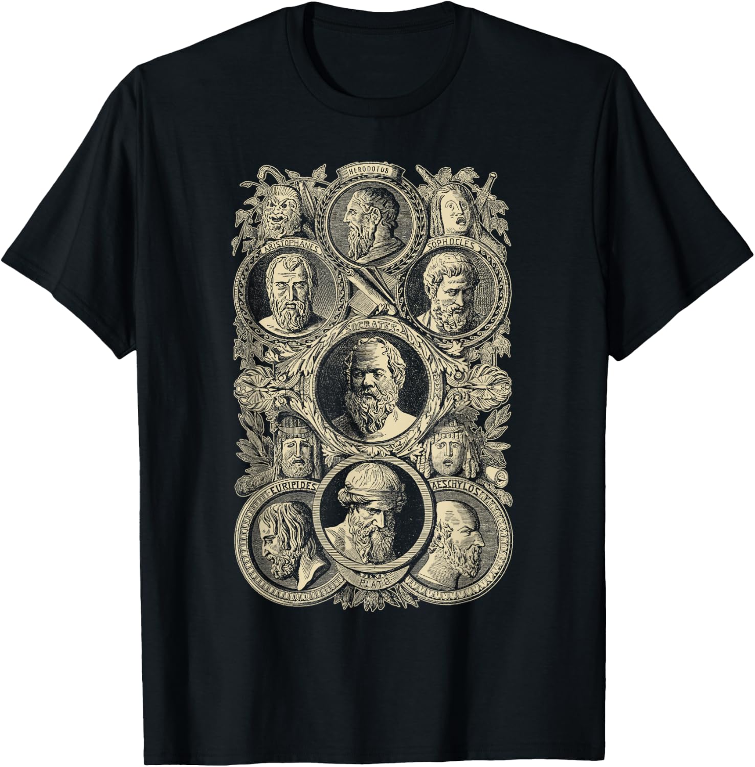 Plato Greek Philosophers Socrates Philosophy T-Shirt - T-Shirt | Black