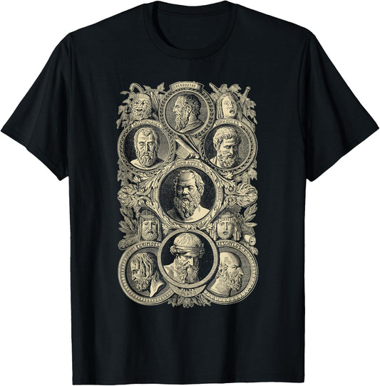 Plato Greek Philosophers Socrates Philosophy T-Shirt - T-Shirt | Black