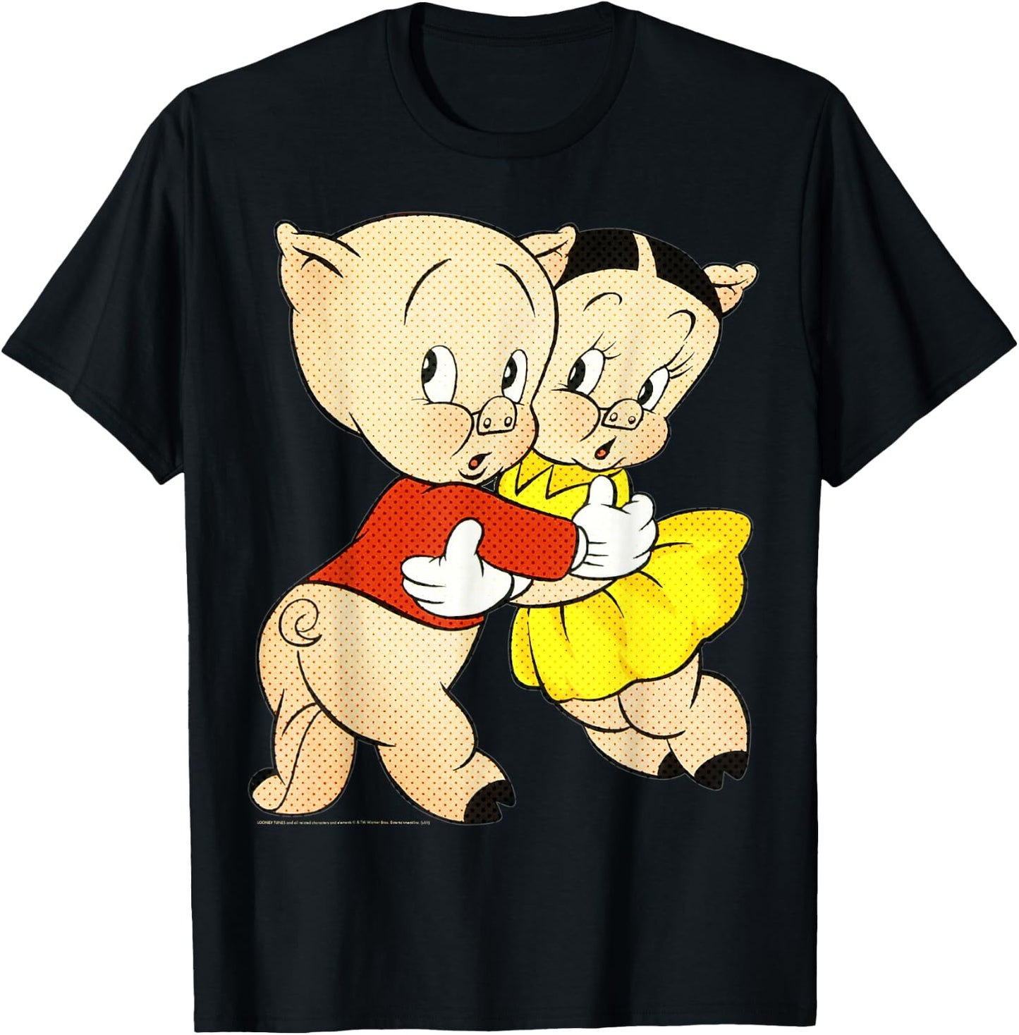 Looney Tunes Porky & Petunia Pig Portrait T-Shirt - T-Shirt | Black
