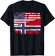NORWEGIAN ROOTS | Half American Flag | USA NORWAY FLAG T-Shirt - T-Shirt | Black