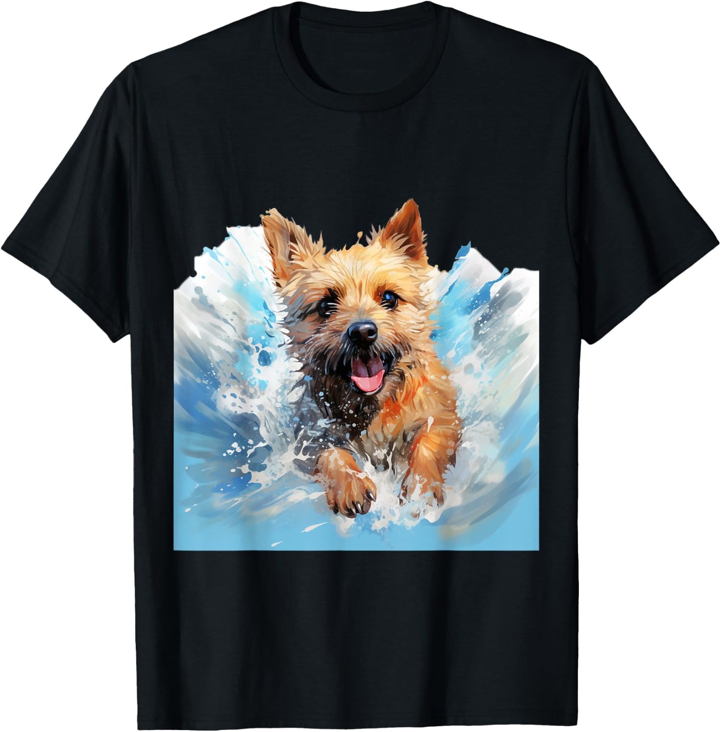 Splash Art Norwich Terrier - Norwich Terrier Splash Art T-Shirt - T-Shirt | Black