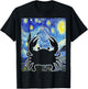 Crab Starry Night Seafood Crabbing Van Gogh Painting T-Shirt - T-Shirt | Black