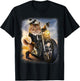 Biker Tabby Cat Riding Chopper Motorcycle Women Kids T-Shirt - T-Shirt | Black