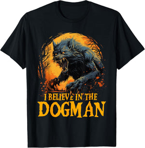 I Believe in the Dogman Michigan Cryptid LBL Cryptozoology T-Shirt - T-Shirt | Black