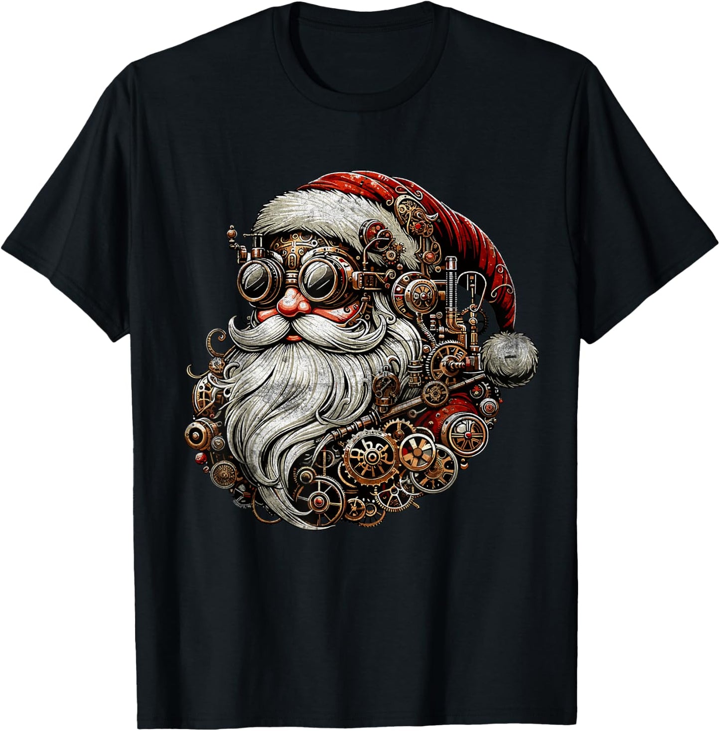 Christmas Steampunk Father Christmas Futuristic T-Shirt - T-Shirt | Black