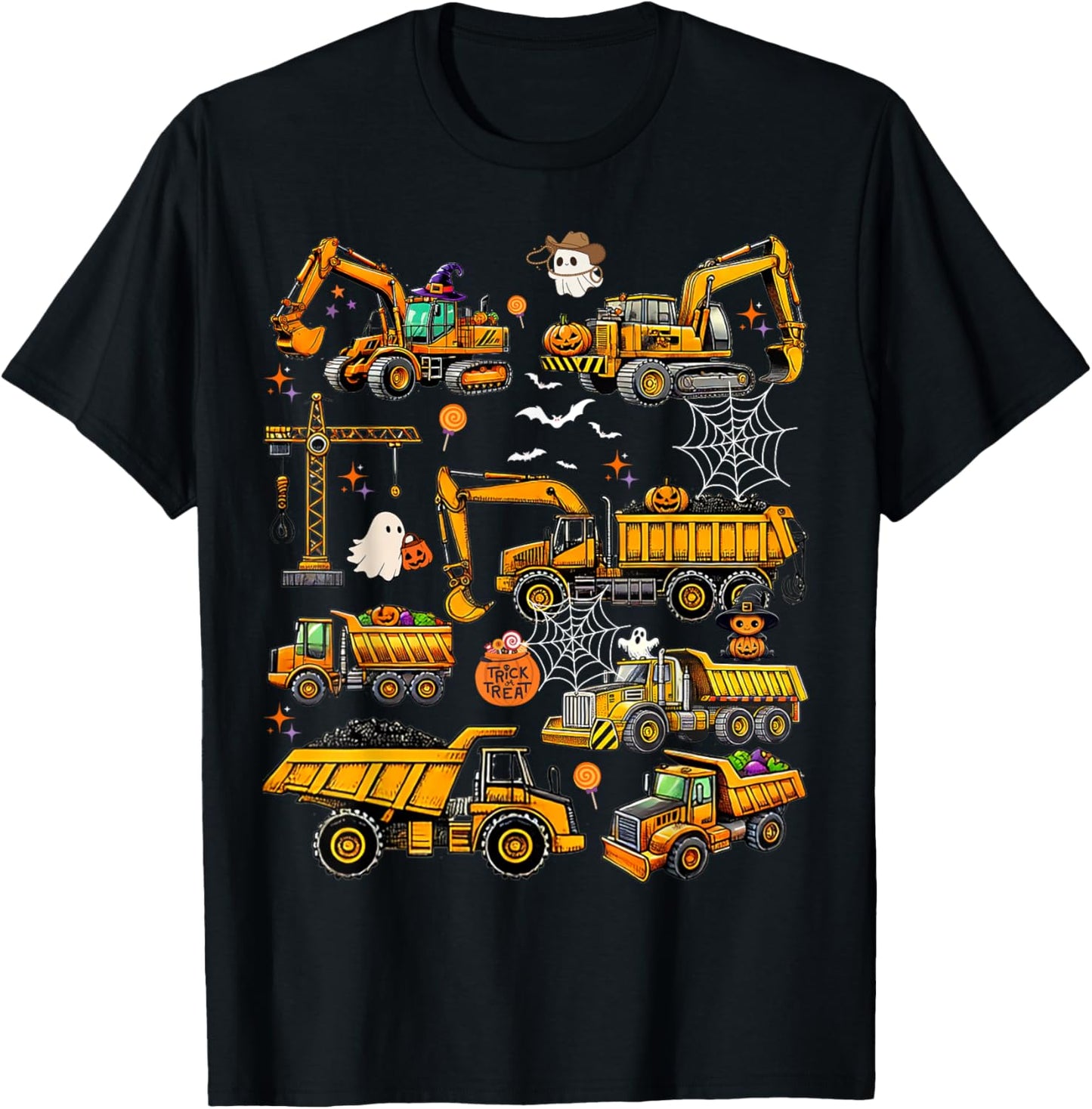 Halloween Construction Trucks Halloween Costume Boys Toddler T-Shirt - T-Shirt | Black