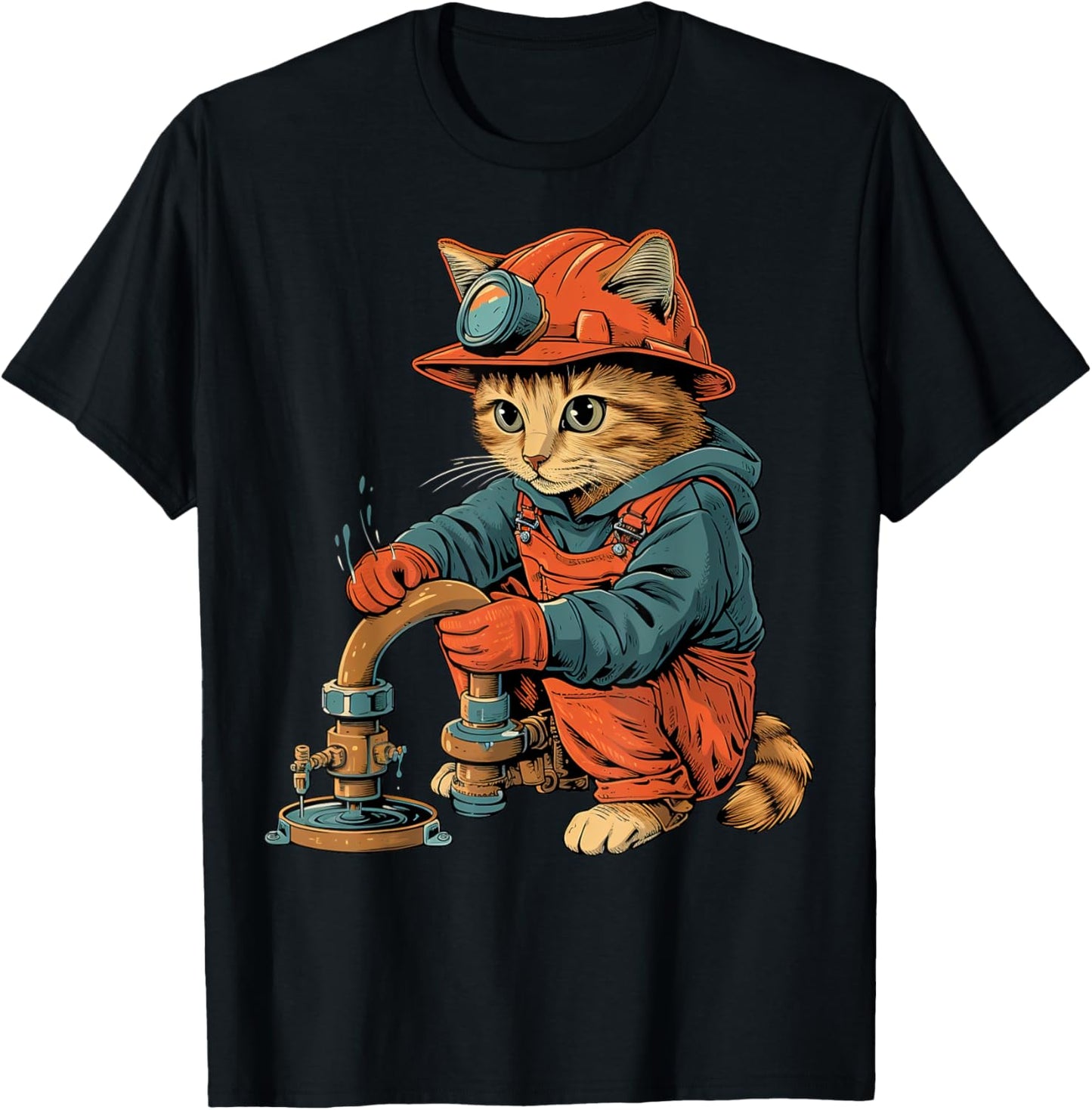 Funny Cat Plumber Women T-Shirt - T-Shirt | Black