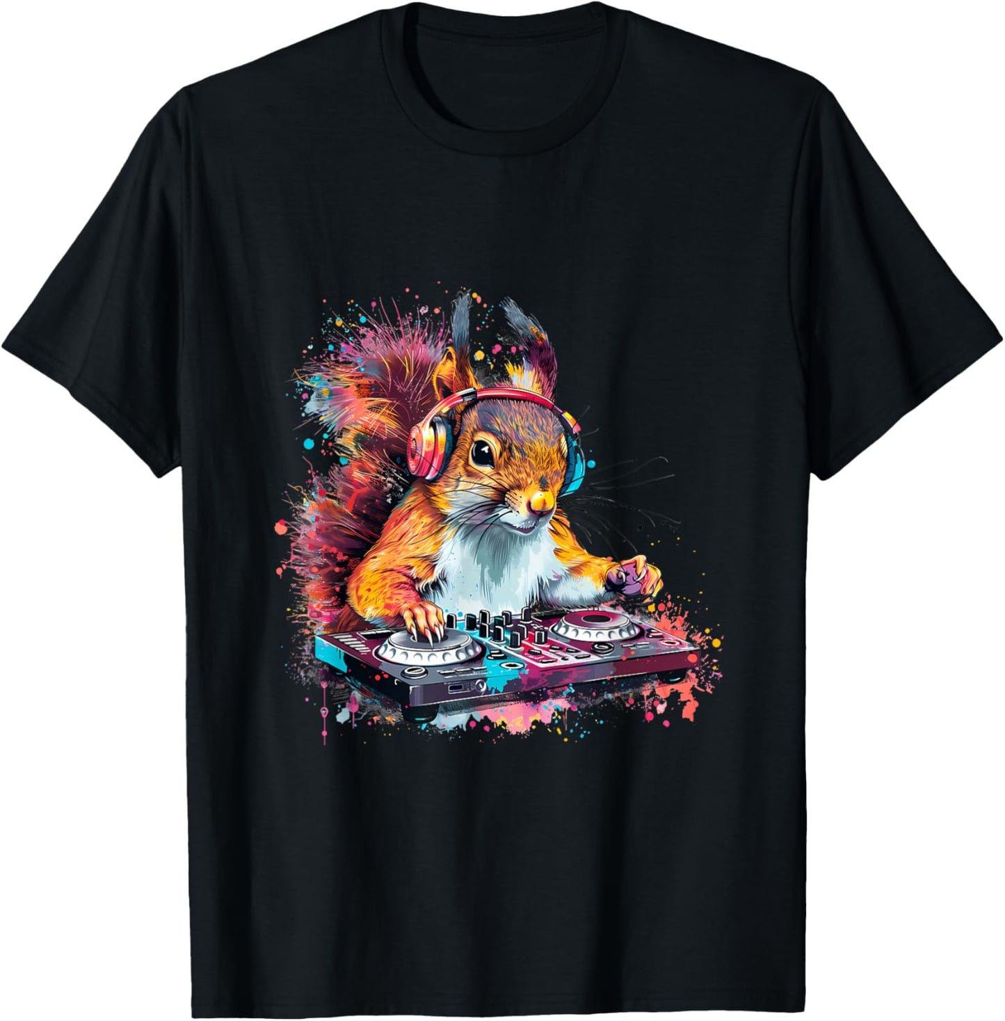Squirrel Music DJ EDM Techno Turntable DJ Squirrel Beatmaker T-Shirt - T-Shirt | Black