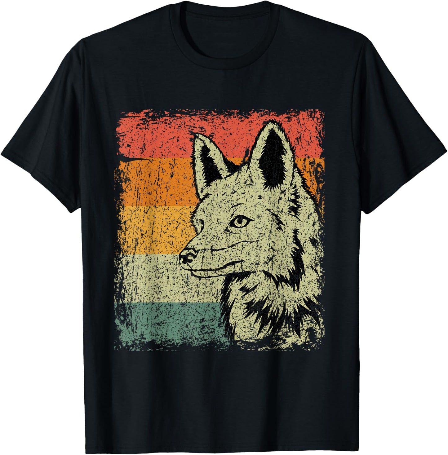 Retro Fox Gift Vintage Fox T-Shirt - T-Shirt | Black