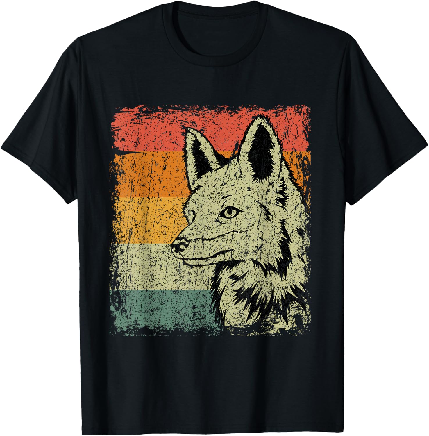 Retro Fox Gift Vintage Fox T-Shirt - T-Shirt | Black