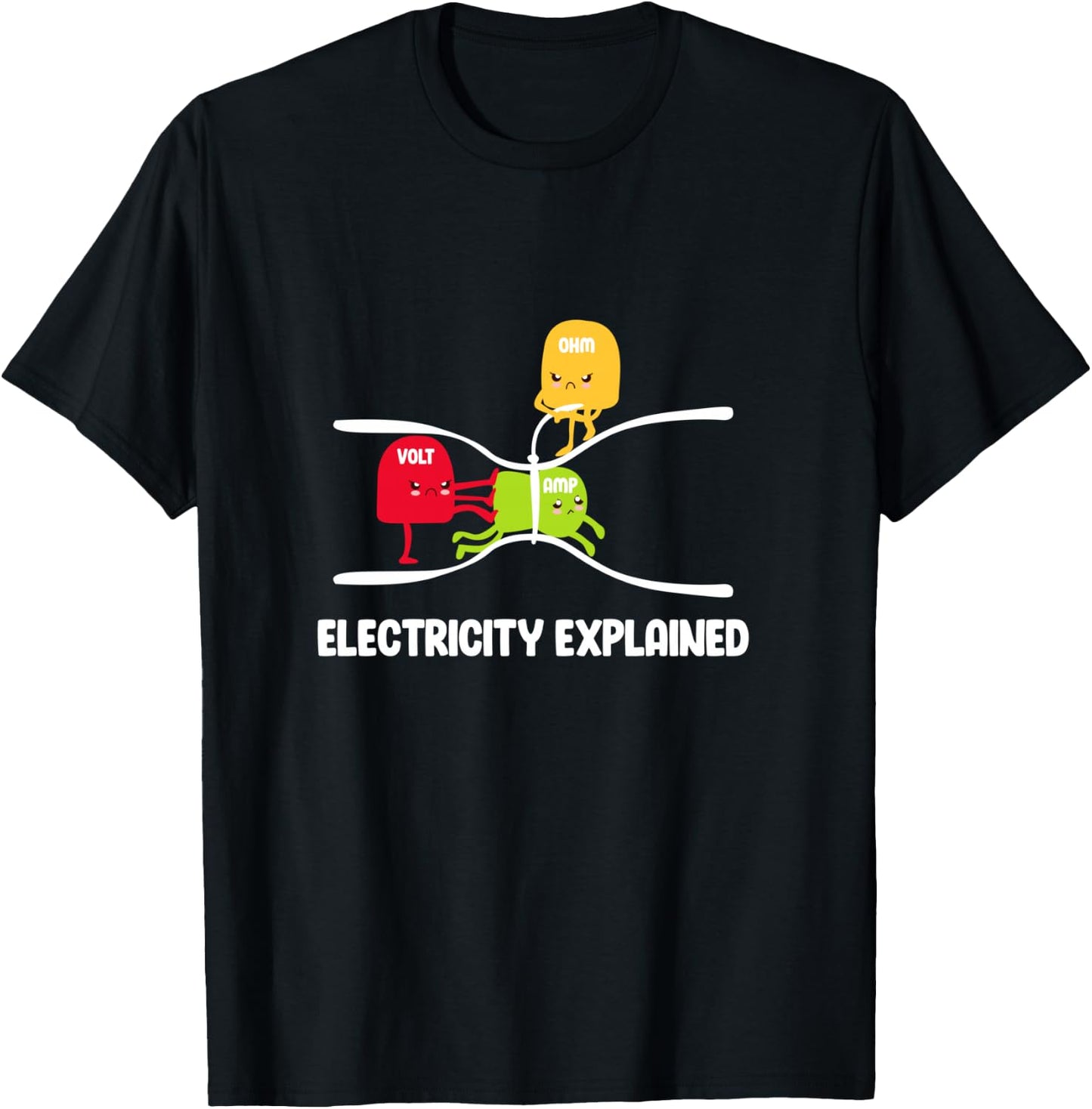 Electricity Explained Volt Ohm Amp Funny Electrician T-Shirt - T-Shirt | Black