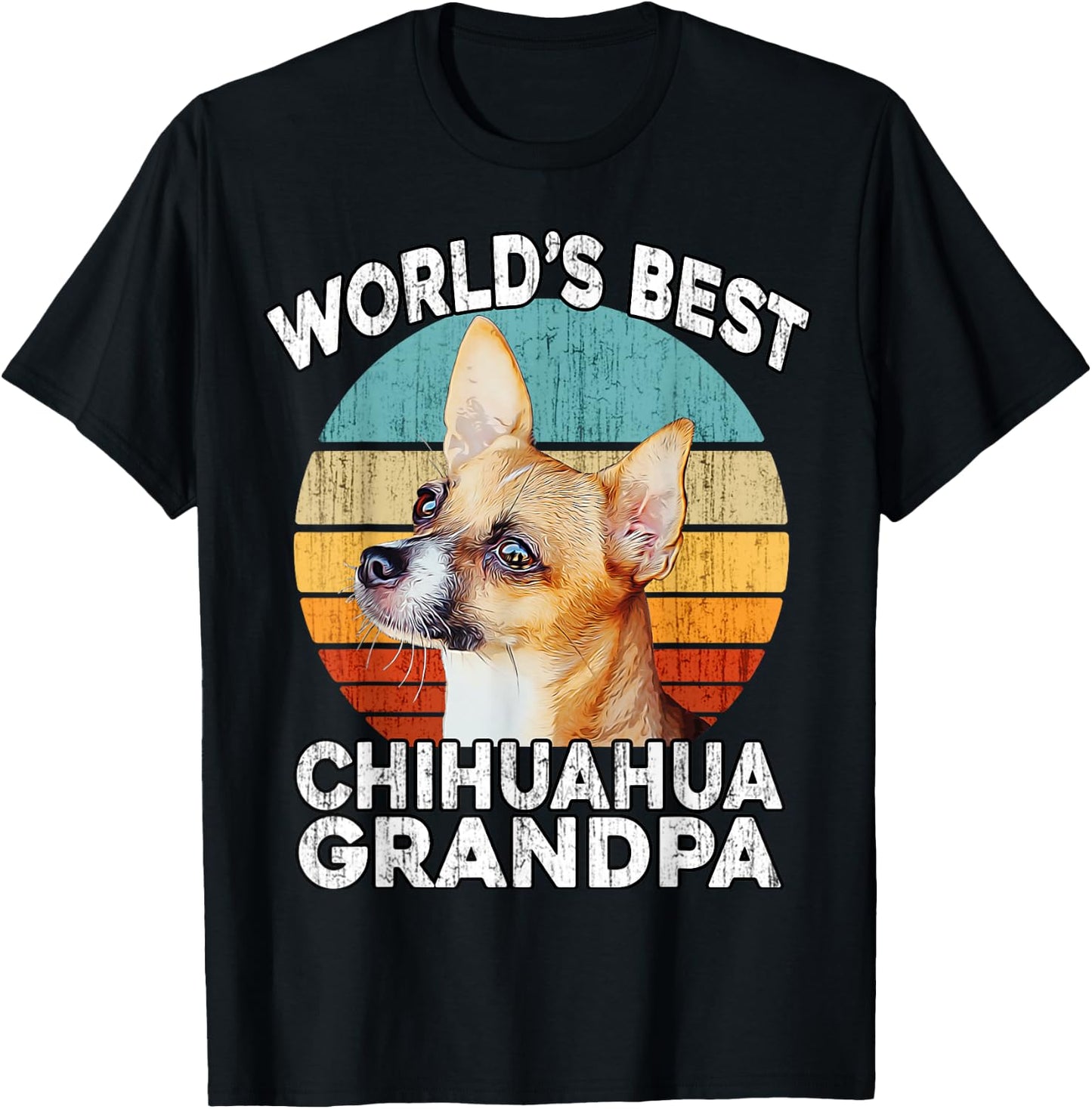 Chihuahua Grandpa Funny World's Best Chihuahua Grandpa Retro T-Shirt - T-Shirt | Black
