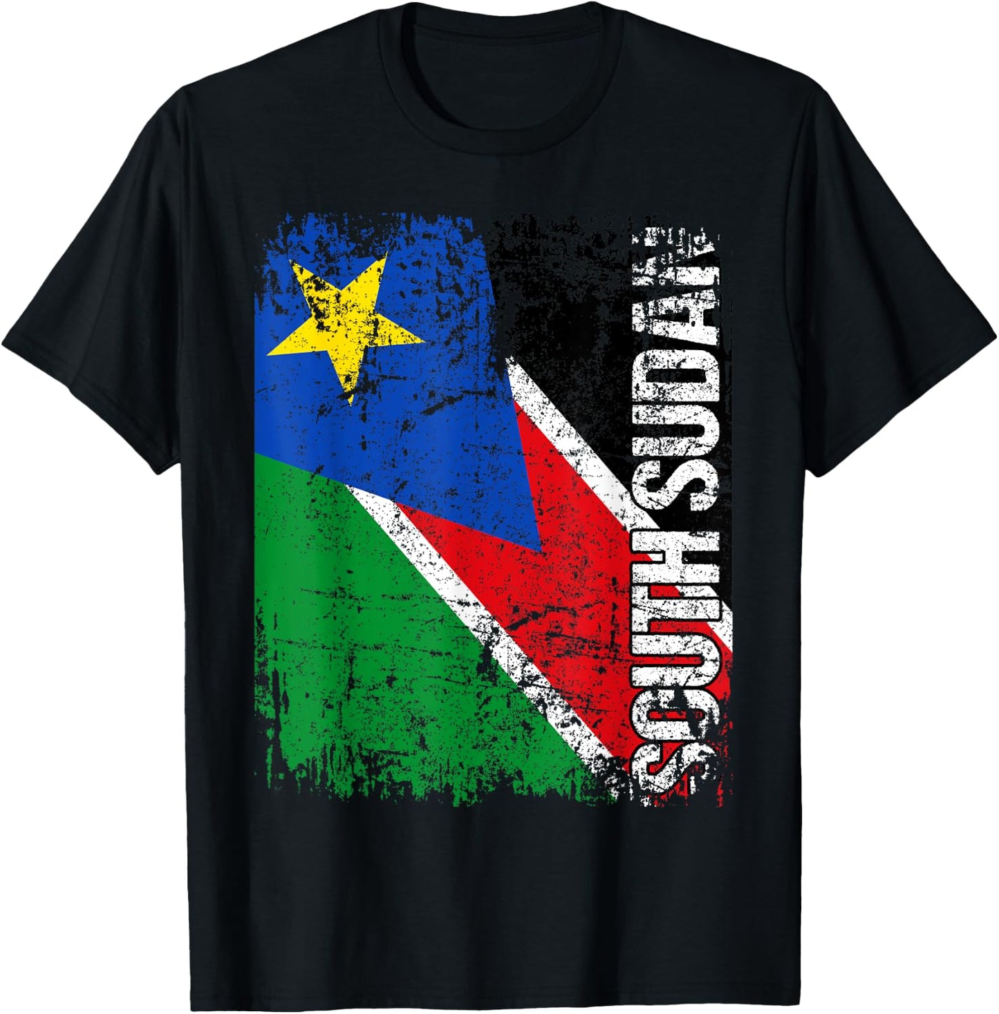 SOUTH SUDAN Flag Vintage Distressed SOUTH SUDAN T-Shirt - T-Shirt | Black