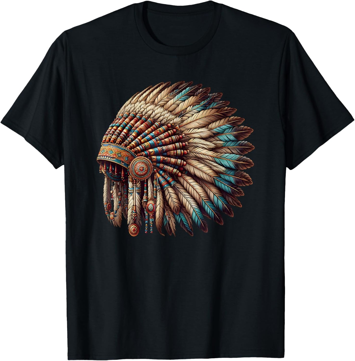 War Bonnet Native American Chief T-Shirt - T-Shirt | Black