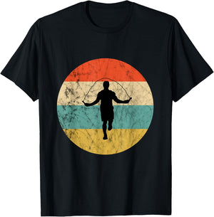 Skipping Rope Retro Vintage Sunset Rope Bouncing T-Shirt - T-Shirt | Black