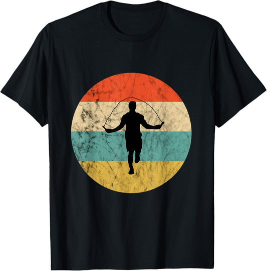 Skipping Rope Retro Vintage Sunset Rope Bouncing T-Shirt - T-Shirt | Black