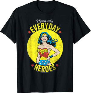 DC Comics Wonder Woman Mother's Day Moms are Everyday Heroes T-Shirt - T-Shirt | Black