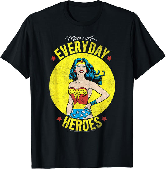 DC Comics Wonder Woman Mother's Day Moms are Everyday Heroes T-Shirt - T-Shirt | Black