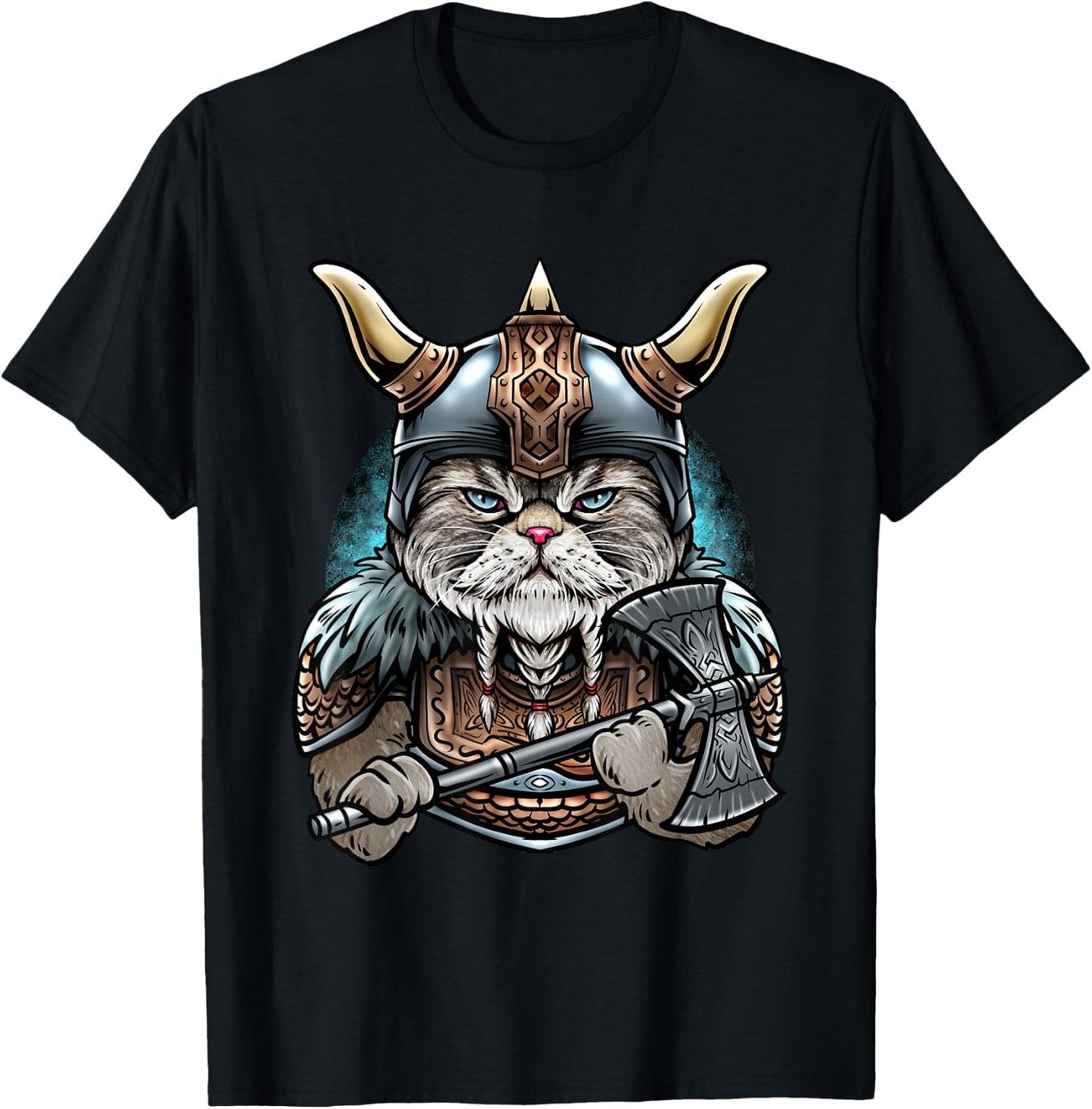 Viking Cat T-Shirt - T-Shirt | Black