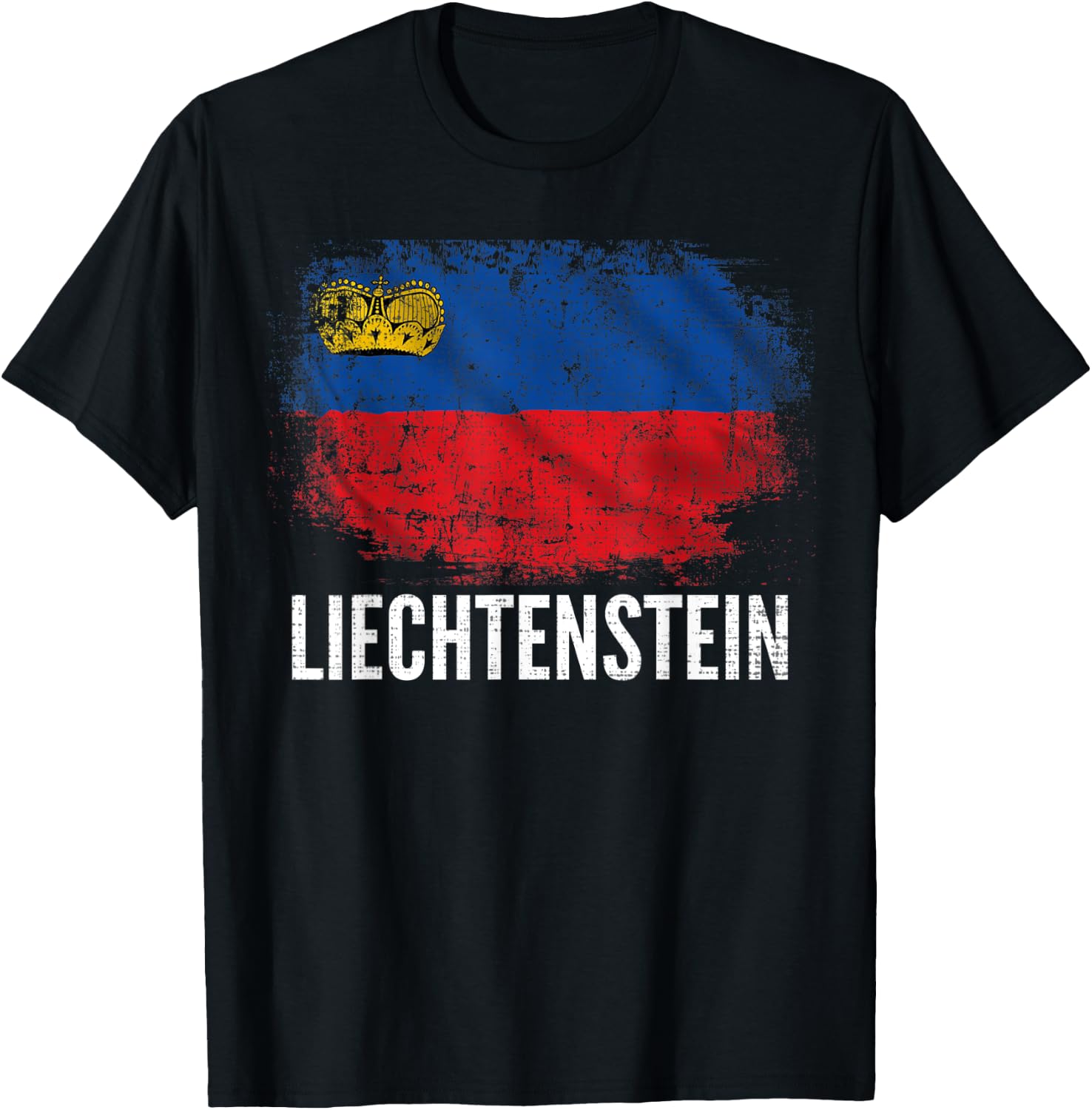 Vintage Liechtenstein Flag Gift T-Shirt - T-Shirt | Black