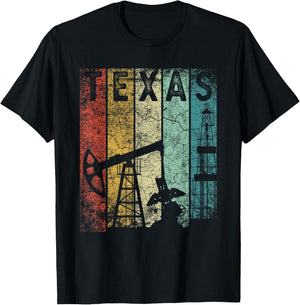 Texas Oil Rig Oilfield Industry For Oilman Oilwoman Men Gift T-Shirt - T-Shirt | Black