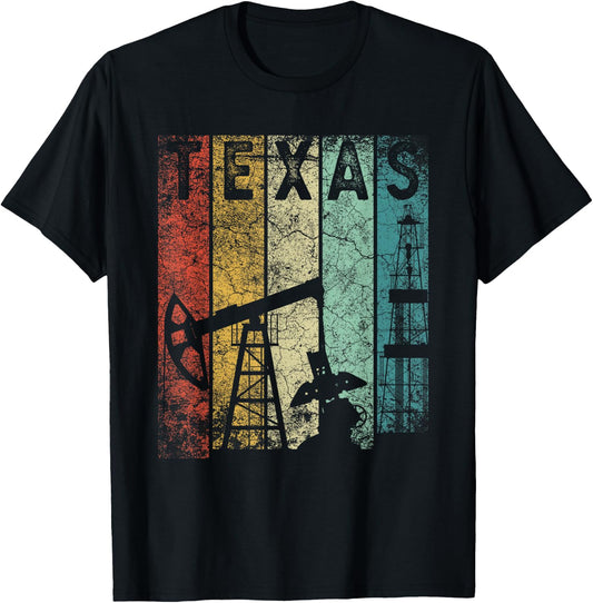 Texas Oil Rig Oilfield Industry For Oilman Oilwoman Men Gift T-Shirt - T-Shirt | Black