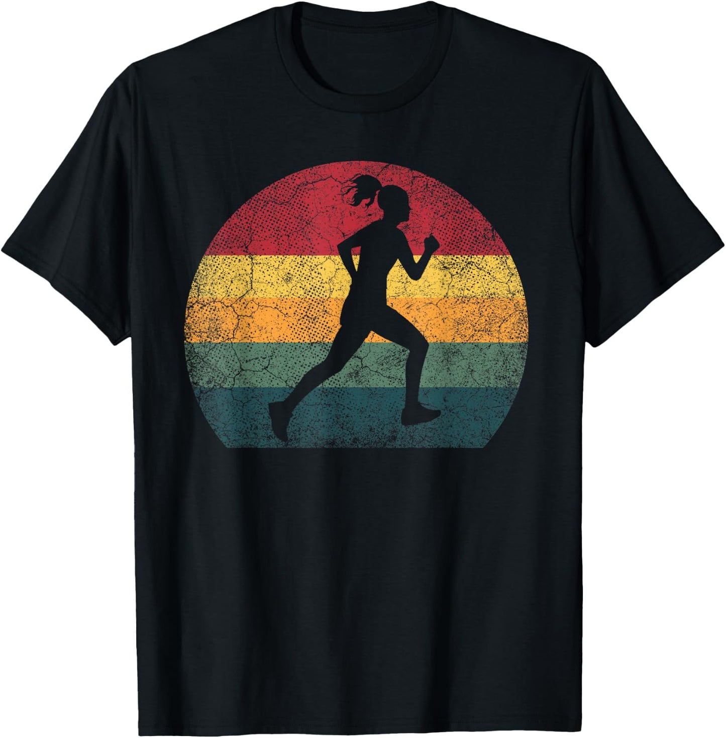 Runner Running Exercise Vintage Retro Style Girl Women Gift T-Shirt - T-Shirt | Black