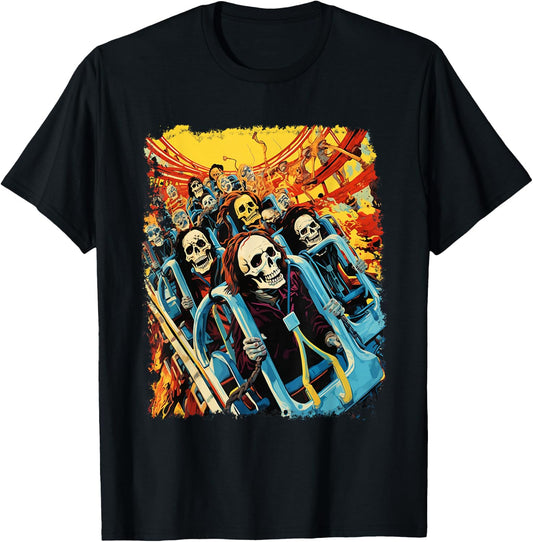 Skeleton Roller Coaster T-Shirt - T-Shirt | Black