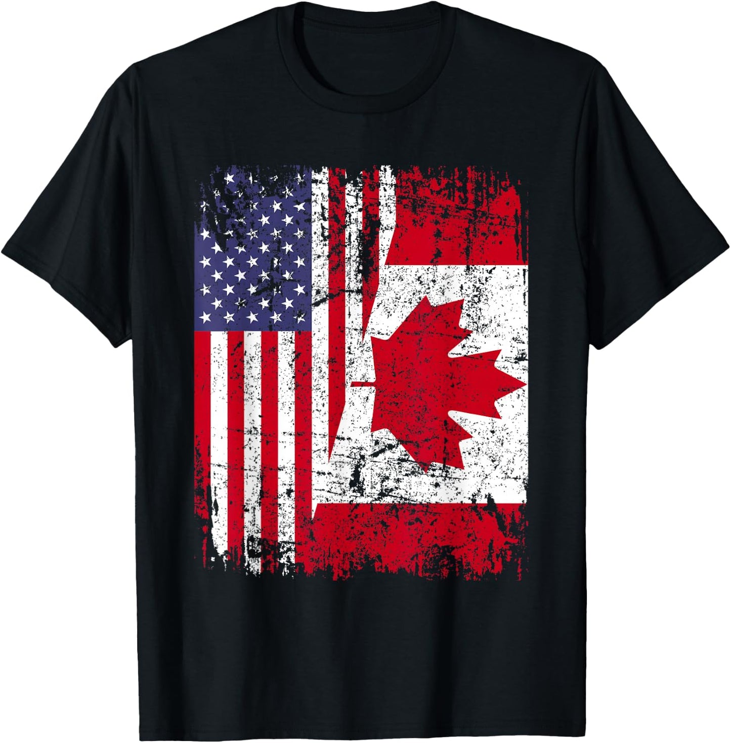 Canadian Roots | Half American Flag | Canada T-Shirt - T-Shirt | Black