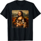 Mona Lisa With with Rabbits Funny Rabbit Art Painting T-Shirt - T-Shirt | Black