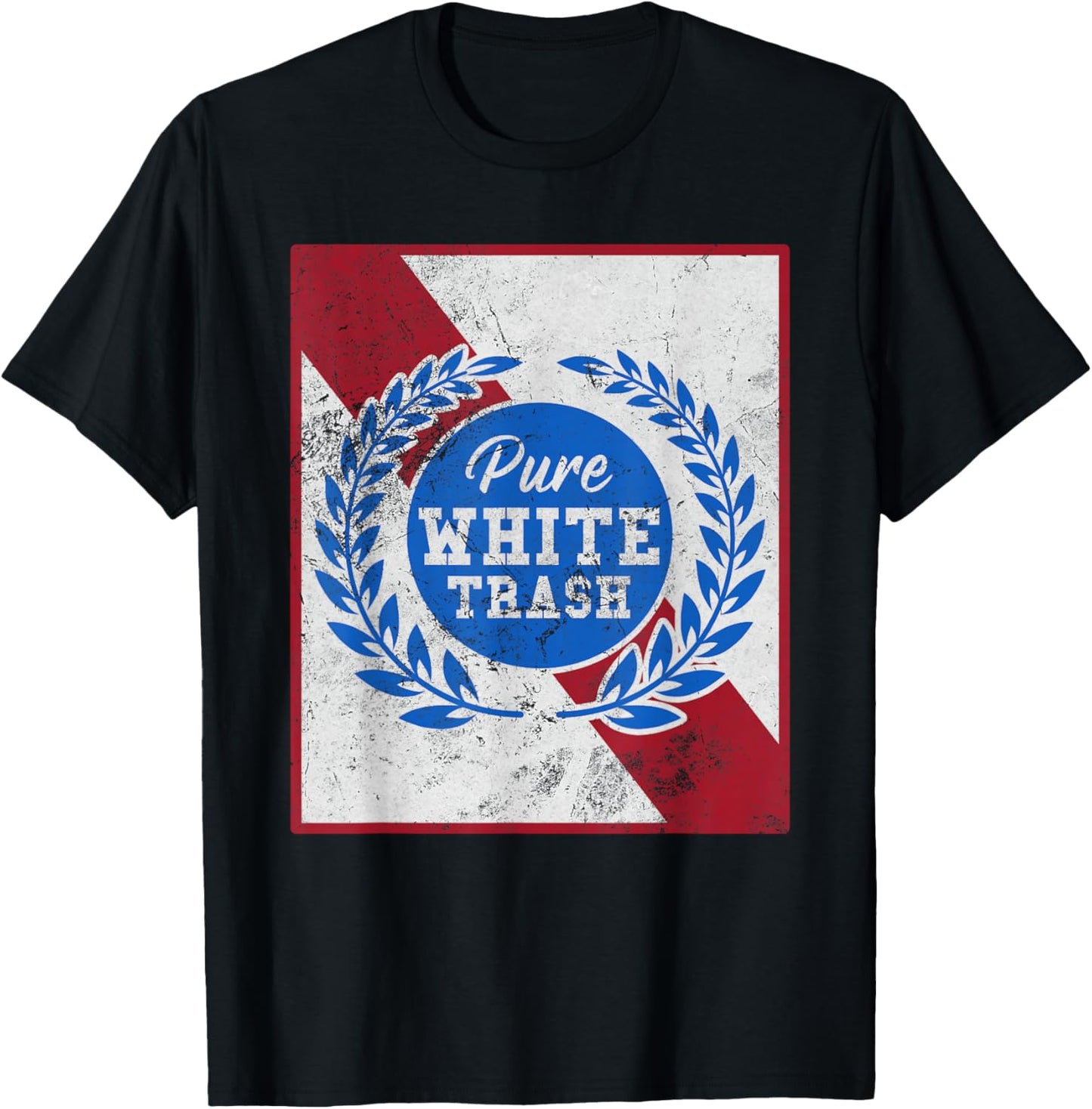 Pure White Trash Funny Redneck Distressed T-Shirt - T-Shirt | Black