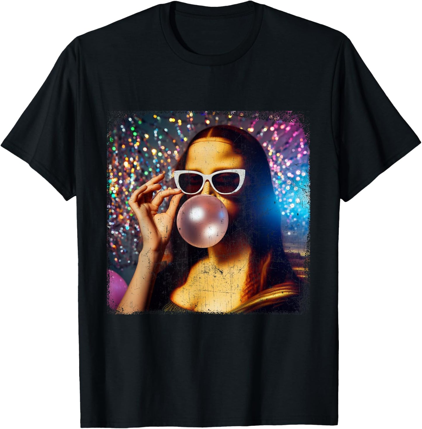 Funny Mona Lisa Bubblegum Gum Leonardo da Vinci T-Shirt - T-Shirt | Black