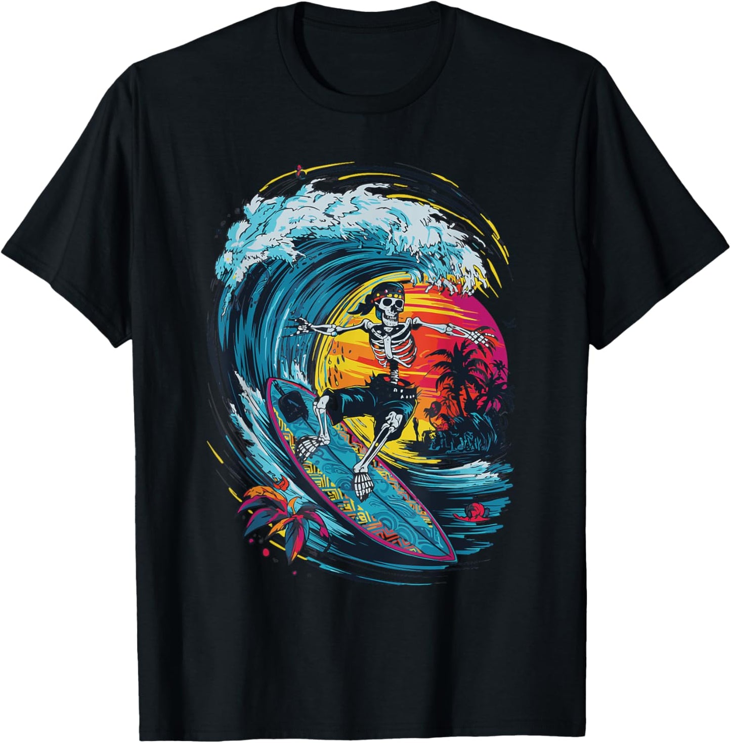 Skeleton Surfing T-Shirt - T-Shirt | Black