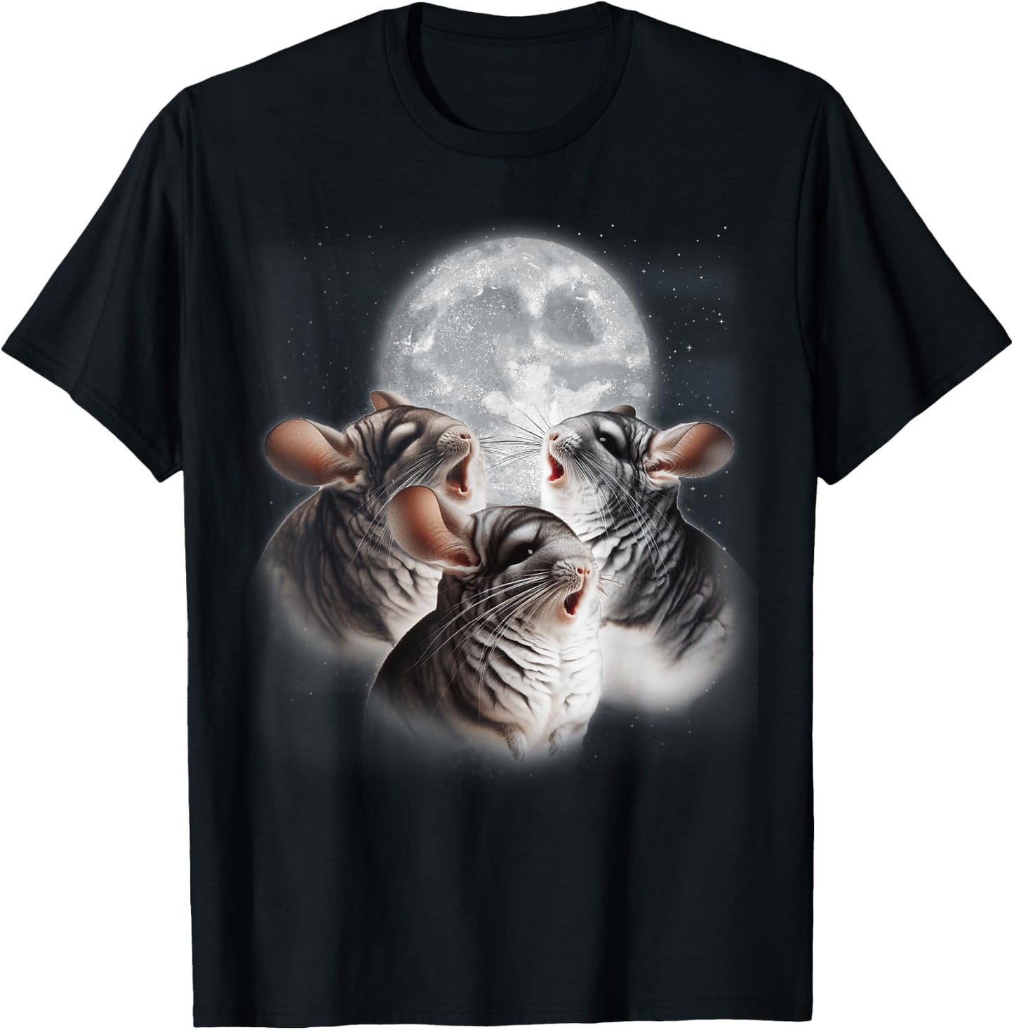 3 Chinchilla Howling At The Moon Funny Chinchilla Lover Kids T-Shirt - T-Shirt | Black