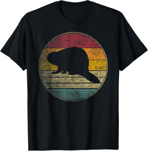 Beaver Nature Outdoors Vintage Distressed Retro Silhouette T-Shirt - T-Shirt | Black
