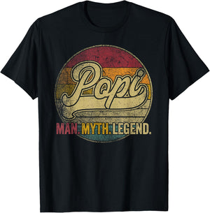 Popi The Man Myth Legend Father's Day Gift Shirt Grandpa Dad T-Shirt - T-Shirt | Black