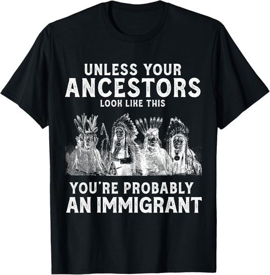 American Indian You're Probably an Immigrant T-Shirt - T-Shirt | Black