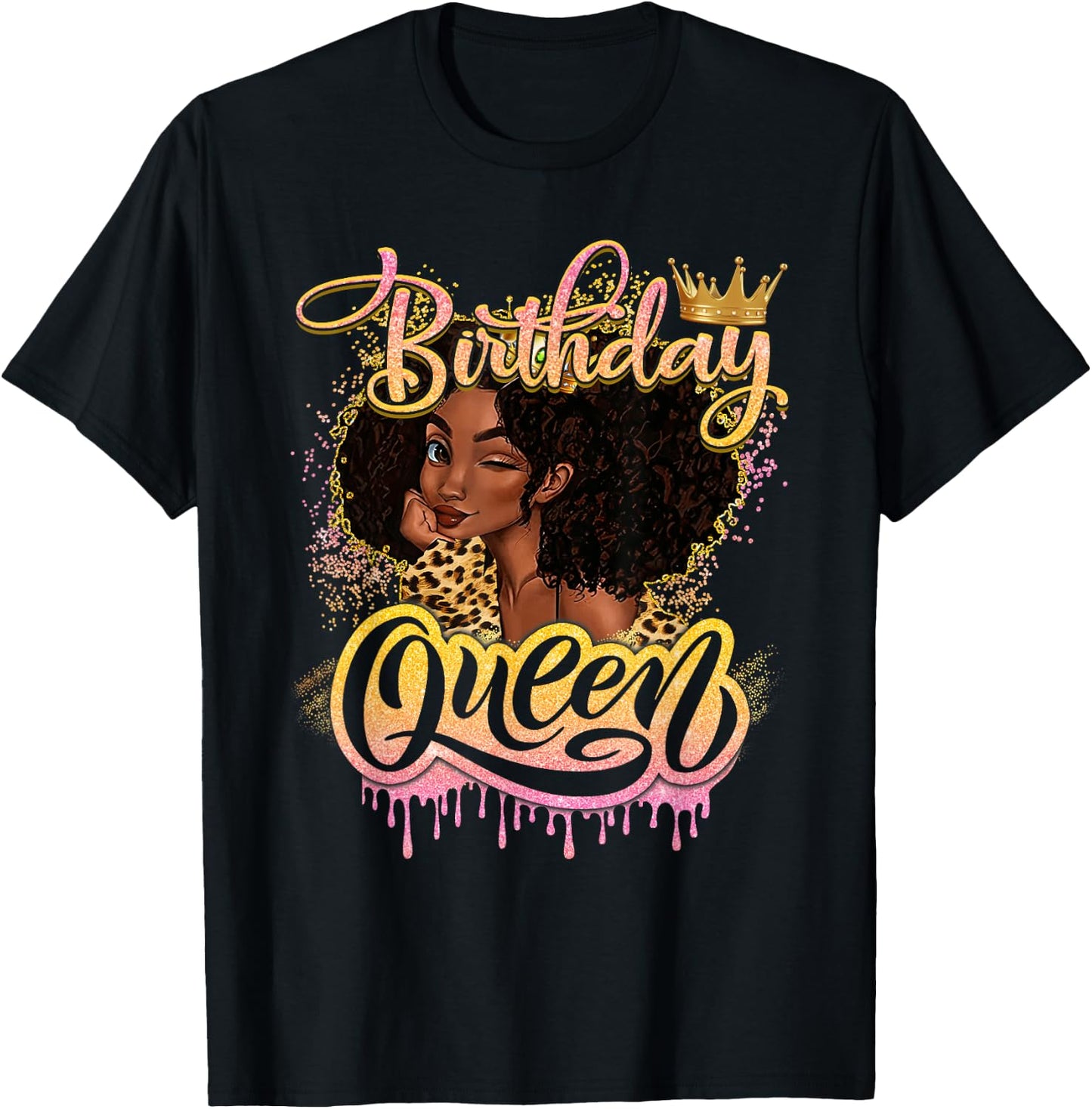 Melanin Birthday African American Afro Girls Women T-Shirt - T-Shirt | Black
