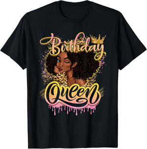 Melanin Birthday African American Afro Girls Women T-Shirt - T-Shirt | Black