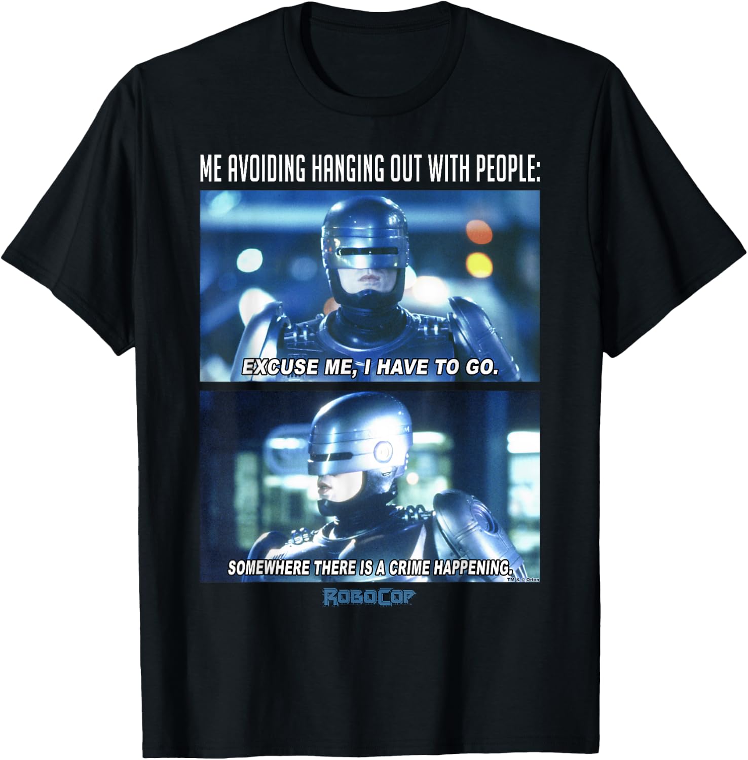 RoboCop Me Avoiding Hanging Out With People Meme T-Shirt - T-Shirt | Black