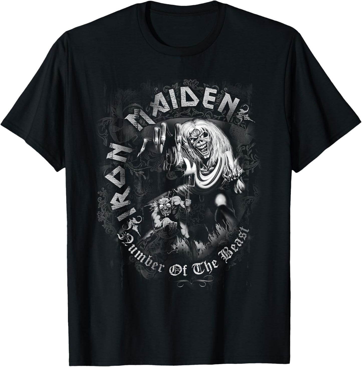 Iron Maiden - Number of the Beast Greyscale T-Shirt - T-Shirt | Black