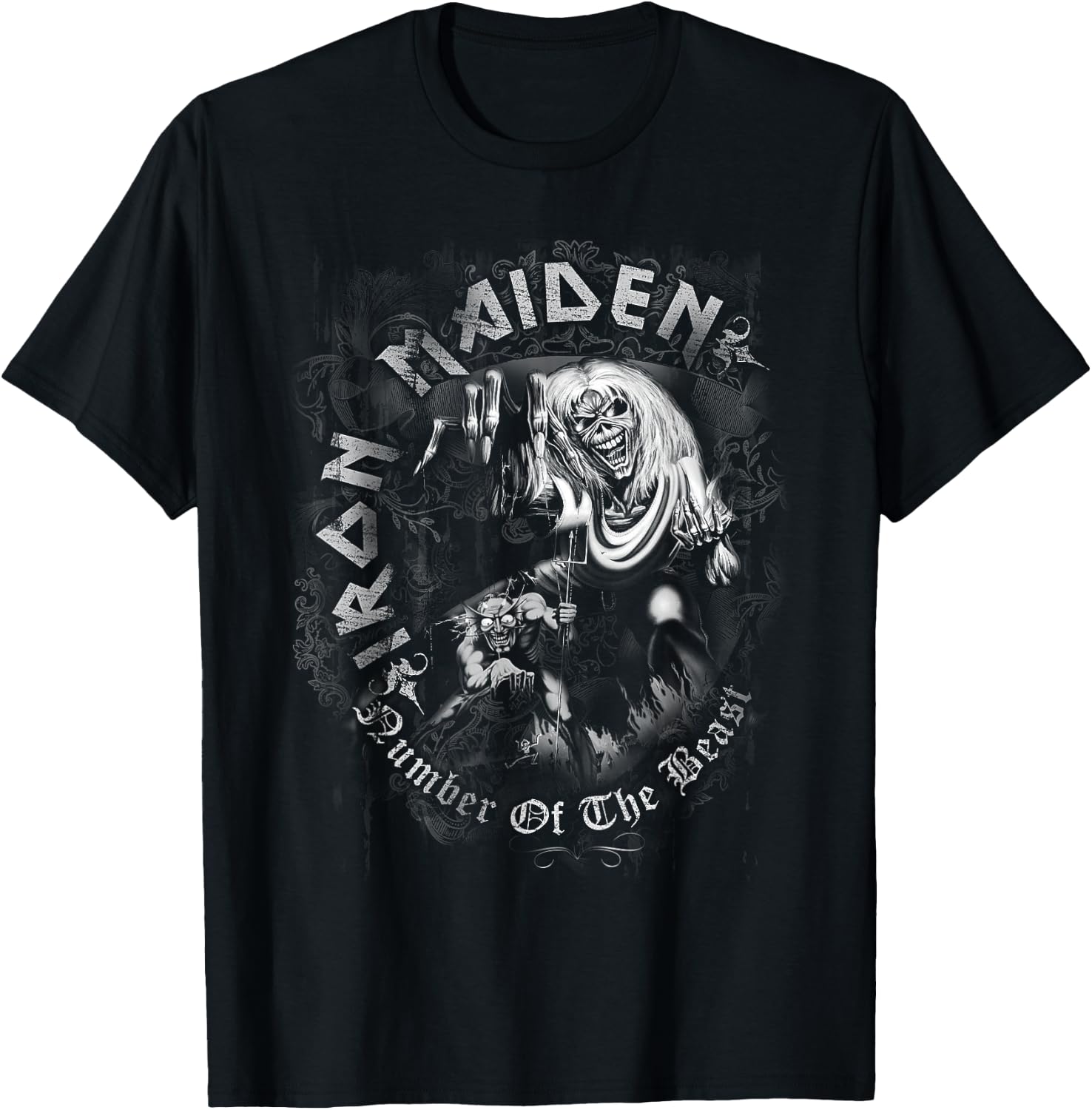 Iron Maiden - Number of the Beast Greyscale T-Shirt - T-Shirt | Black