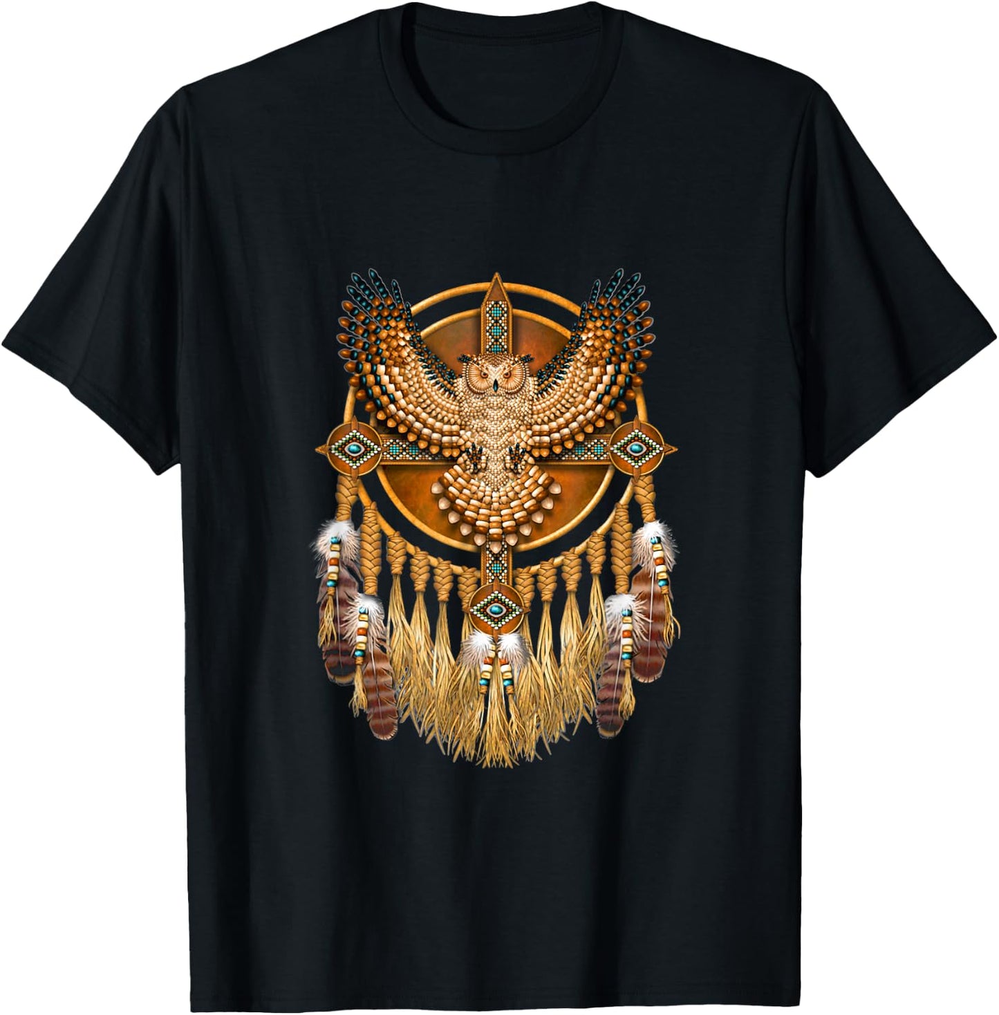 Native American Tribal Art Owl, Mystic owl T-Shirt - T-Shirt | Black