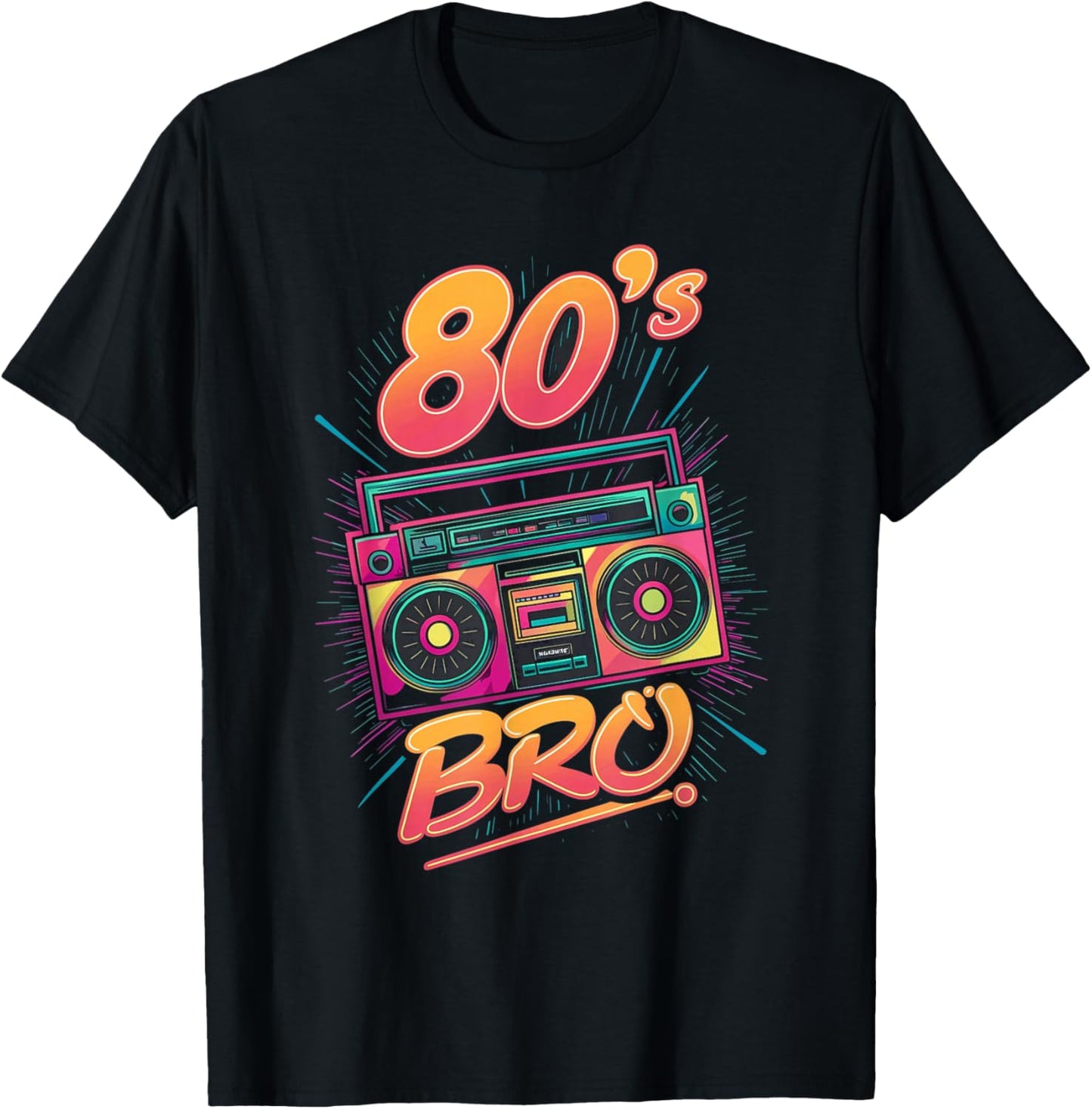 Retro 80s Bro Vintage Cassette Boom Box T-Shirt - T-Shirt | Black